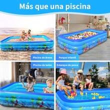AFINYQBET Alberca Inflable Familiar 260*170*60 cm - PVC Grueso Anti-UV 3 Camaras Independientes y Valvula de Drenaje Grande - Ideal para Jardin Patio Terrazas y Familias con Niños - Azul - Ver 3