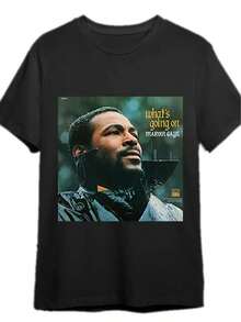 Tallas Grandes para Hombre Camiseta unisex Impreso con las letras de Marvin Gaye "¿Qué es..." Voyendo Encendido Diseño de la portada del álbum Camiseta Casual de Manga Corta con Cuello Redondo Adecuado para amantes de la música Regalo de cumpleaños/festivo (estilo vintage en blanco y negro) adecuado Para Fiesta & Diario Desgaste, Perfecto Para Vacaciones & Tiempo de juego, genial Para Fiesta & Familia Vacaciones, Escuela WearStreet Estilo, a la moda Moda,  Clima Ropa de verano Informal WearStreet Estilo, a la moda Moda,  Clima Ropa de verano Informal Ropa - Negro - Ver 7