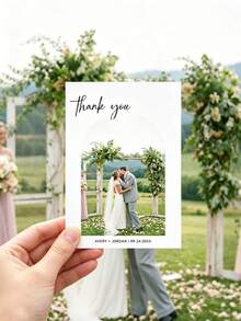 Thiệp Cảm ơn Đám cưới Tùy Chỉnh - Cá nhân hóa với Ảnh & Văn bản, Thiệp Bưu thiếp Cảm ơn Đám cưới Thiết kế Tối giản, Thiệp Quà tặng Đám cưới Tùy chỉnh, Bộ Thiệp Cảm ơn Thiết kế Đơn giản - Nhiều màu - Xem 6