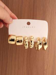 Bộ 6-18 chiếc khuyên tai hình tròn chữ C họa tiết hoa thời trang, thích hợp cho tiệc tùng, tiệc chiêu đãi, du lịch, đám cưới, kỳ nghỉ, đeo hàng ngày, quà tặng trang sức. - Vàng - Xem 4