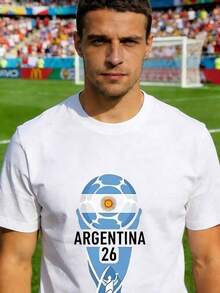 Unisex World CupCamiseta (180G) [Cultura Del FúTbol Argentino] |   ARGENTINA  COPA MUNDIAL 2026+Jugador De FúTbol+Color De La Bandera Nacional |   Camiseta Blanca De Manga Corta (Para Eventos Deportivos/Actividades TemáTicas De FúTbol/La  Entre Los Fans Argentinos)Y2K 180G (S-3XL) - Negro - Ver 6