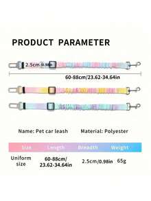 1 Pc Pet Car Seat Belt, Gradient Color Dog Retractable Leash, Rainbow Style Pet Leash, Elastic Cushioning Car Seat Belt Nylon Seat Belt, Heavy Duty Durable Dog Car Seat Belt, Dog Seat Belt, Make Your Dog ! Dog Outing Dog Supplies Dog Car Seat Car Seat Covers Dog Car Seat Cover Pet Car Seat - Blue - View 7