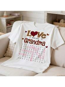 A Simple Design le encanta que la llamen abuela - Juego de crucigramas con estampado de leopardo - Camiseta personalizada - Regalo del Día de la Madre para abuela o mamá - Elegante y práctica para el verano. - Blanco - Ver 3