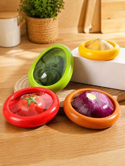 4pcs Reusable Food Storage Container Set, Suitable For Fruits And Vegetables - Airtight Fridge Containers, Food Preservation Boxes And Fruit/Vegetable Preservation Boxes - Reusable Kitchen Accessories To Keep Freshness And Prevent Oxidation, Kitchen Supplies