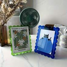 [Marco de fotos acrílico de colores] Marco de fotos magnético de acrílico de 7 pulgadas de colores - Pantalla de doble cara con soporte, diseño plegable para uso horizontal/vertical - Decoración moderna para el hogar - A - Ver 5