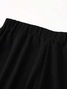 Pantalones anchos versátiles y casuales de estilo minimalista y estilizador para mujer de talla grande - Negro - Ver 6