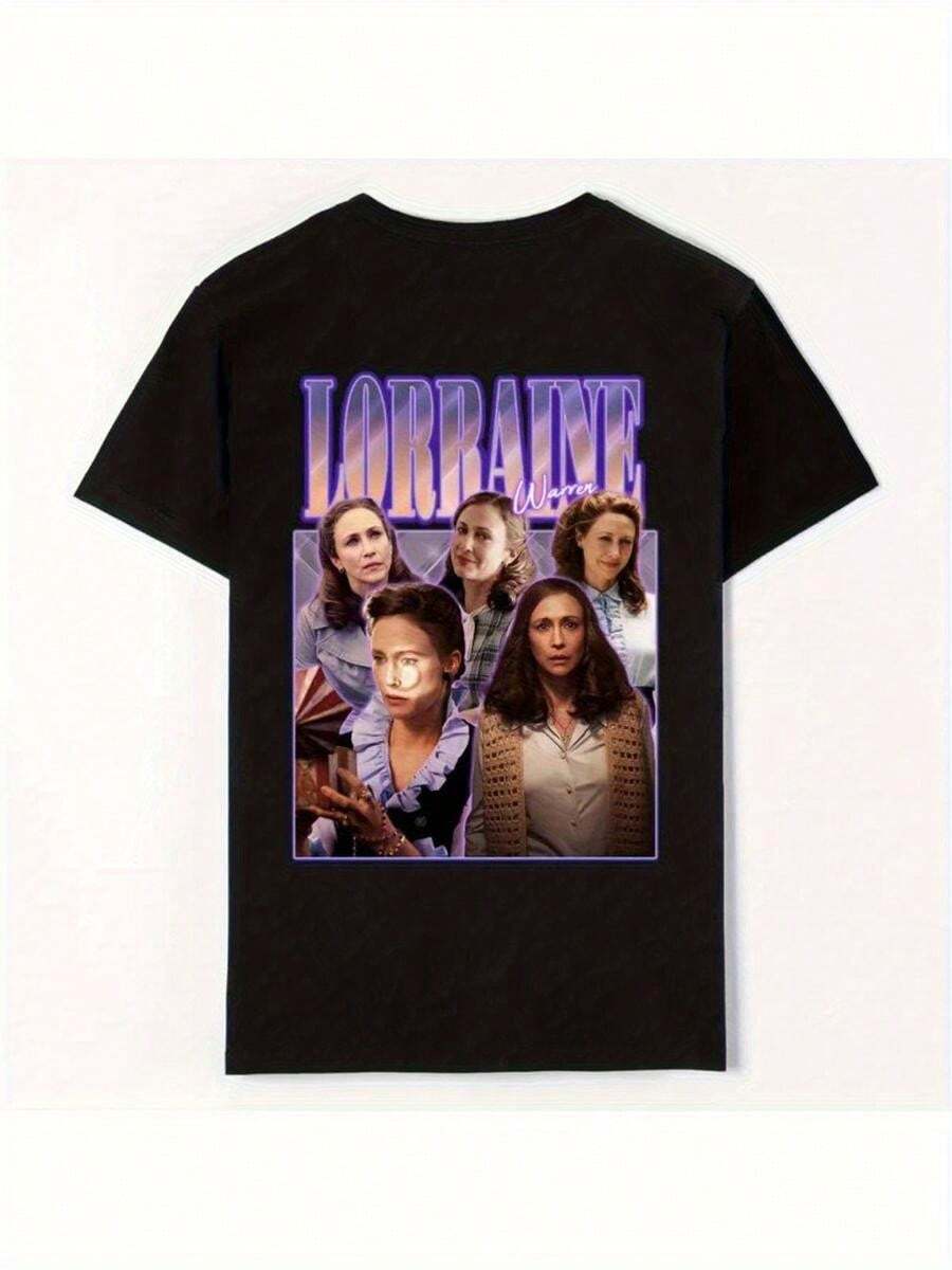 Camiseta Gráfica para Hombre - Manga Corta, Cuello Redondo, Corte Regular, Camiseta Casual para Todas las Estaciones con Gráfico de , Camiseta de Terror - Regalo Perfecto para Amigos y Fa - Negro - Ver 1