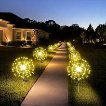 6/4packs 480/320LEDs Solar Powered Firework Lights, IP65 Waterproof, 8 Lighting Modes, Suitable For Garden, Patio, Pathway Decoration, Christmas Decor, Multi-Color - One-to-four Fireworks Light - View 10