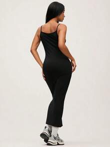 BASICS Vestido de cena y citas casual de Body entero de tirantes lisos - Negro - Ver 2