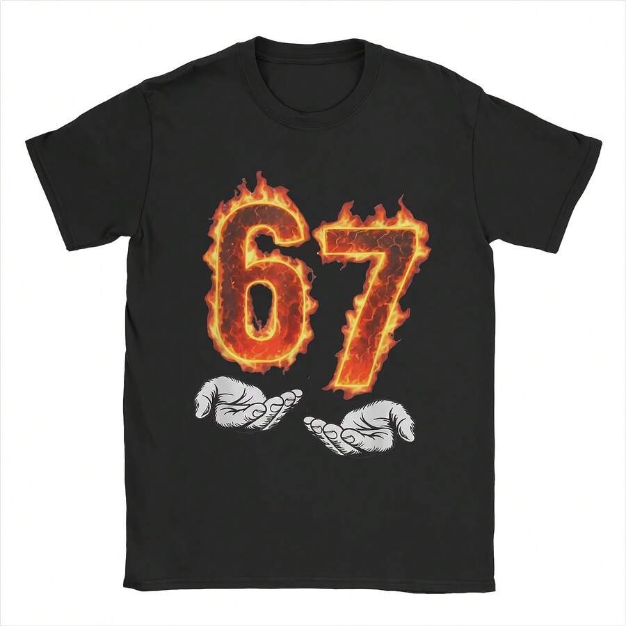 Camiseta con Estampado de Moda 67Six Seven 2026 - Apta para Hombres y Mujeres, 100% Algodón, Informal, Deportiva, Transpirable, de Manga Corta - forma - Ver 1