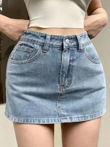 Shorts vaqueros de moda para mujer, combinables con todo, para primavera y verano - Azul - Ver 5