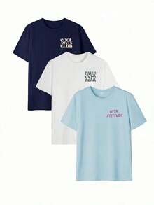 Camiseta de manga corta holgada y cómoda para mujer con estampado de letras, suave y transpirable, versátil y de moda, adecuada para salidas de fin de semana, fiestas con temática vaquera, uso diario y festivales de música en verano - Multicolor 6 - Ver 3