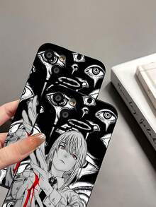Ángel Diablo negro blanco rojo terrorfunda de teléfono Fundas compatibles con ,Apple,VIVO,OPPO,,, y Honor.Fabricadas en silicona TPU,ofrecen protección contra golpes y caídas. - Negro - Ver 8