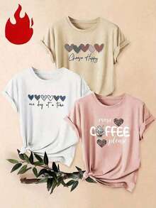 Single Item, Not A 3-Piece Set. Set Of 1, Set Of 3 Women's Casual Short Sleeve Crew Neck T-Shirts - Printed, Soft And Comfortable Fabric, Machine Washable, Summer Blouses Y2k T-Shirt Shirt | Exquisite Design | Loose And Comfortable | Easy To Match | - 白色 - 查看 2