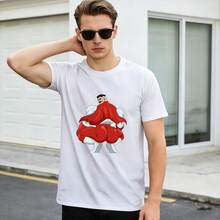 Camiseta de manga corta con estampado de cómic "Héroe Invencible Omni Man", estilo Y2K, divertida, 100% algodón, extragrande. Camiseta de manga corta de 220 g de algodón puro para hombre y mujer, tejido grueso, resistente a las arrugas y que no se deforma fácilmente. Estilo sencillo y versátil, ligero y transpirable, perfecto para ir al trabajo, viajar, acampar, ir de compras y para el tiempo libre diario. - Blanco - Ver 1