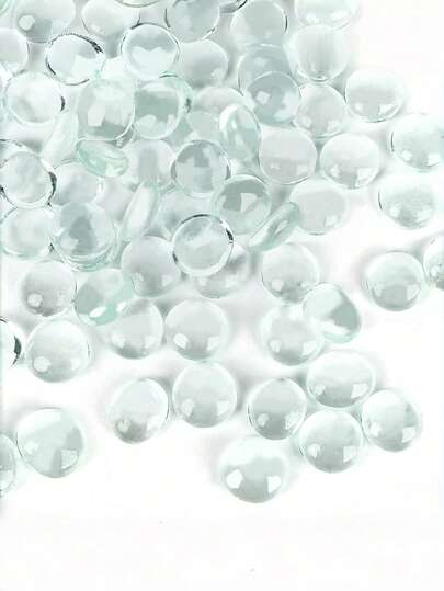 Glass Bead Filler (100/200/400pcs), Flat Marble Beads In Multiple Colors, Suitable For Aquarium, Vase Decor, Mosaic, Pebbles, Home Decoration