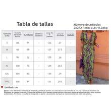 Vestido largo estampado en contraste de colores, manga corta y corte ajustado, elegante primavera 2026 - Verde - Ver 5