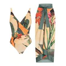 Traje de baño de una pieza para mujer, bikini sexy con falda larga de cordones, conjunto de tres piezas. - Collar de la serie Cielo Estrellado - Ver 2