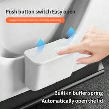 Multifunctional Car Trash Can With Lid Button Hanging Storage Bin For Wet And Dry Use Auto Interior Accessories Organizer Box - A - View 10