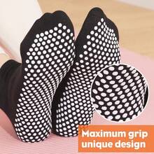 10Pairs Grip Socks For Women& Men- Non Slip Pilates Yoga Socks With Grippers Hospital Slipper Socks For Barre Elderly - Black - View 4