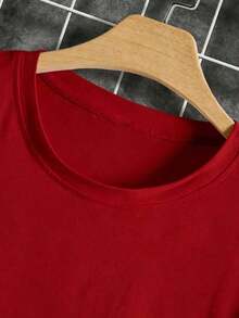 Camiseta de algodón casual para mujer, de manga corta y cuello redondo, con estampado de árbol y mariposas coloridas, corte holgado y básico para uso diario, tela cómoda, suave y transpirable, camiseta gráfica para la moda de verano. - Rojo - Ver 3