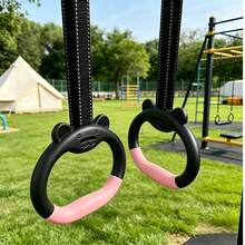 1 Set Adjustable Bear-Shaped Gymnastics Training Rings, Indoor/Outdoor Swing Hanging Rings, Multi-Function Fitness Training Rings With Non-Slip Grip, Children's Playground Exercise Rings - Multicolor - View 2