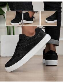 Giày thể thao nam, giày casual thời trang, giày trượt ván buộc dây nam, giày nam phong cách đường phố cá tính - màu đen - Xem 7