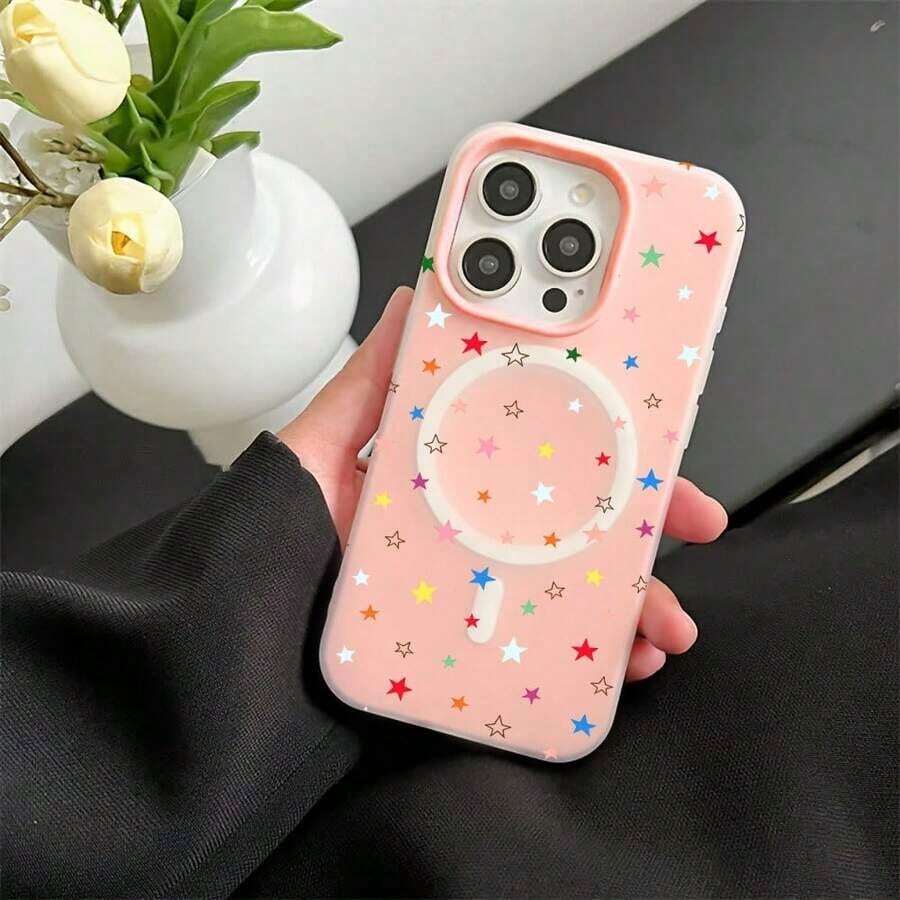 Shockproof Case Compatible With IPhone 16 Pro Max, 14, 15 Plus, Galaxy S25 Plus, Galaxy S23 Ultra, Two-In-One Magnetic Case, High Quality, Anti-Fall, Cute Design, The Best Gift. - Rose - View 1