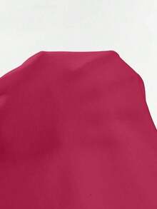 Camisa de manga corta de unicolor, cuello en V, holgada y casual para vacaciones - Rosa Fucsia 2 - Ver 5