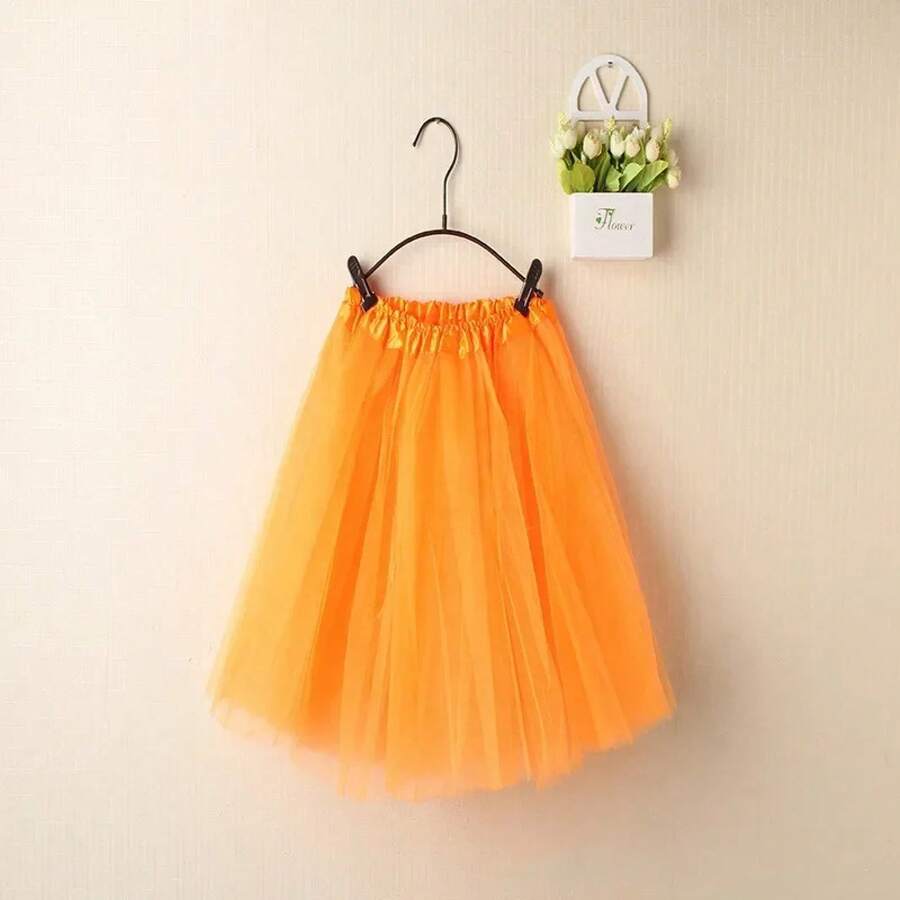 Women's Vintage Summer Tulle Skirt, Elegant Adult Ballet Dancewear, Party Costume, Dance Dress, Mini Skirt - 橘色 - 查看 1