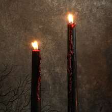 10/5/2pcs Black Exterior Red Interior Bleeding Candles, Suitable For Halloween - Shiny Single Wick Candles - Perfect For Home Decor, Weddings, Birthdays And Romantic Dinners - Novel - View 7