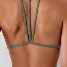 Nuevo traje de baño de dos piezas para mujer, bikini de color sólido, traje de baño de tres piezas simple y sexy con espalda descubierta para mujer. - Color de la imagen - Ver 3