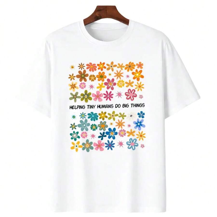 Camiseta "Ayudando a los Pequeños Humanos a Hacer Grandes Cosas", Camiseta de Agradecimiento para Maestros, Camiseta Gráfica para Maestros de Preescolar, Ropa para la Vida de un Maestro - Blanco - Ver 1