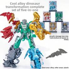 Robot de Aleación Cinco en Uno, Dinosaurio Transformable, Modelo de Ensamblaje, Juguete Educativo para Niños, Tiranosaurio Rex - E - Ver 7