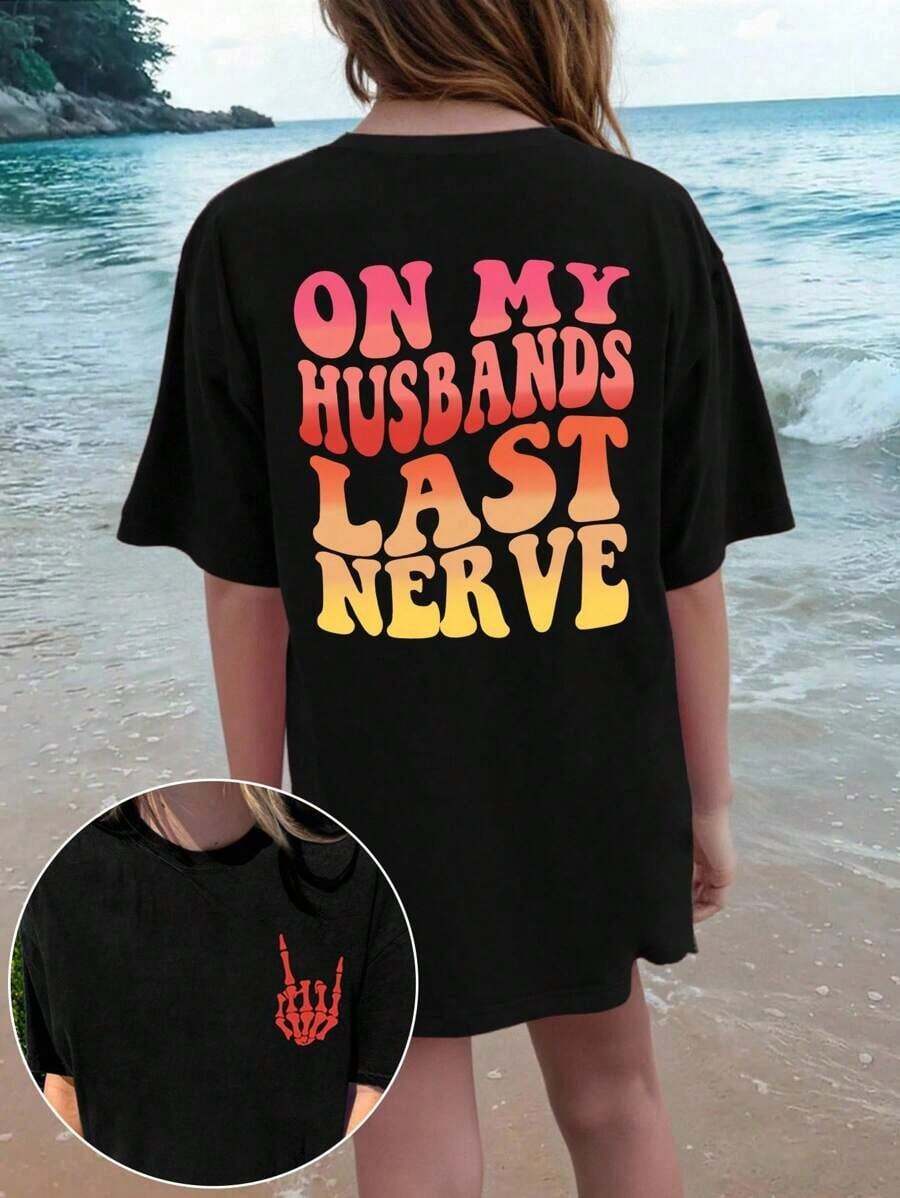 Camiseta Casual Minimalista de Talla Grande con Estampado de Tortuga, Verano - Negro - Ver 1
