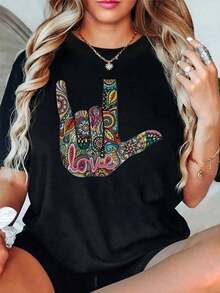Algodón Camisetas Suaves Y Agradables Al Tacto, Diseñadas Específicamente Para Correr, Te Permiten Ir A. Camiseta Estampada De Manga Corta Y Cuello Redondo Para Mujer, Camisetas Gráficas Informales De Verano. blusas para mujer camisa - Negro - Ver 7