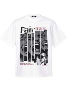 Camiseta de manga corta con estampado de castillo terrorífico para hombre, estilo gótico oscuro, punk, ropa de calle informal para verano. - Blanco - Ver 3