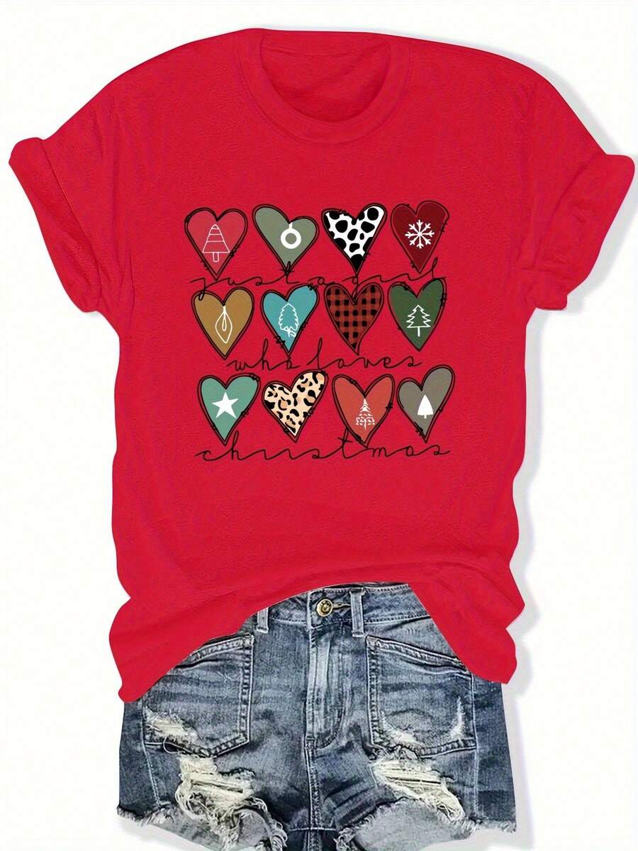 Tallas Grandes, Blusa de Manga Corta con Cuello Redondo de Tallas Grandes para Mujer - Corte Holgado Casual para Primavera y Verano, Tallas Grandes Adecuadas para Mujeres - Rojo - Ver 1