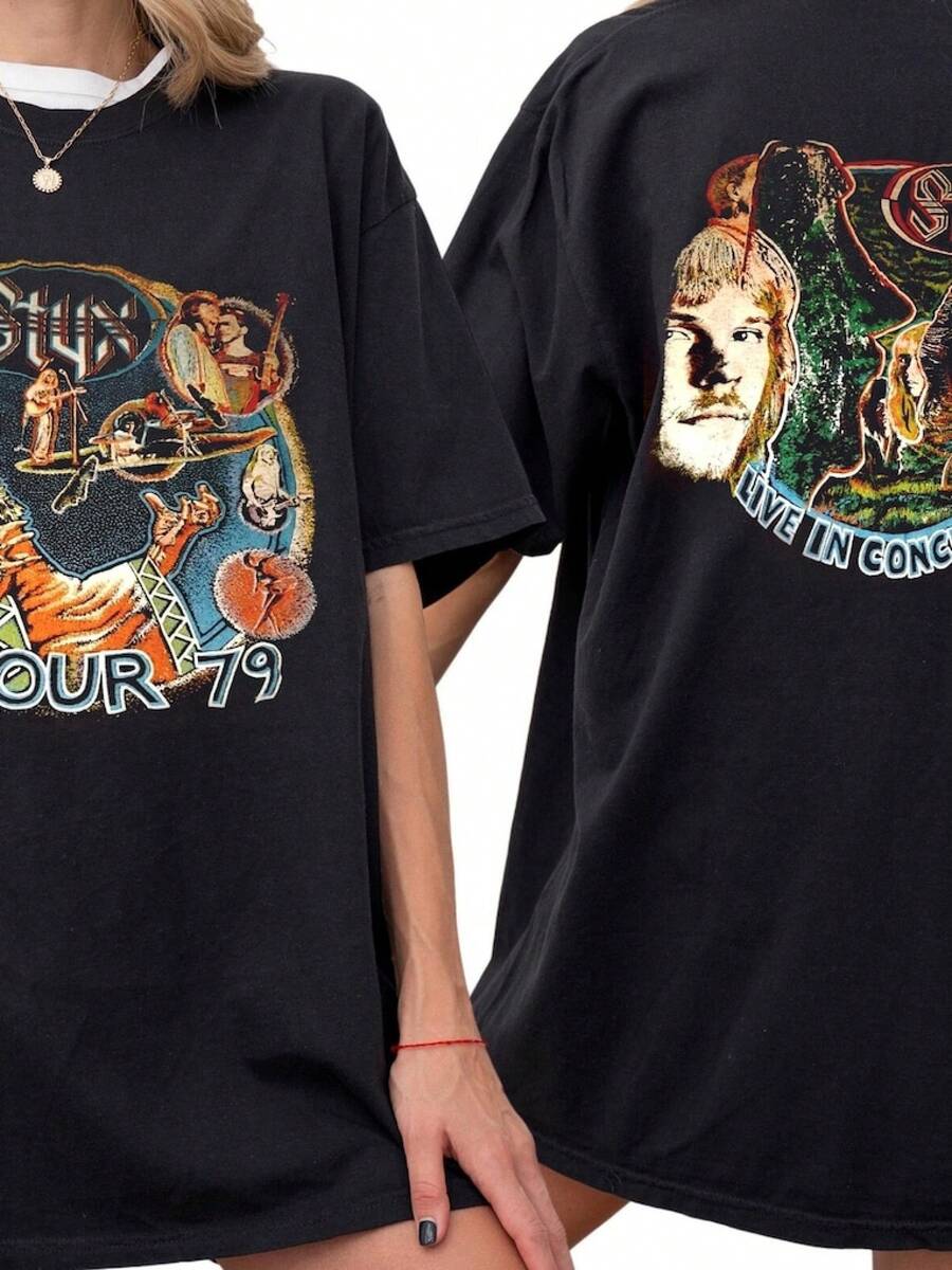 Styx-Shirt, Vintage 79 Concert Tee, Music Band Sweatshirt, Retro Hoodie All Sizes - Negro - Ver 1