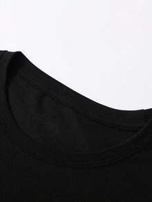 Camiseta Blanca para Mujer | Camiseta suave y transpirable para uso diario, adecuada tanto para ocasiones casuales como formales, con estampado sencillo de manzanas, de manga corta, lavable a máquina, imprescindible para todas las estaciones, una pieza versátil y elegante, hecha de tela duradera. Camiseta fresca de verano, estilo unisex. - Negro - Ver 3