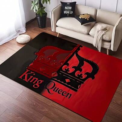 1 tấm thảm trải sàn màu đen và đỏ cỡ King & Queen, thảm trang trí, trang trí phòng ngủ, thảm lót sàn, thảm trang trí nhà cửa, thảm phòng khách, thảm phòng khách nhỏ, thảm phòng ngủ, trang trí nhà cửa phòng khách, thảm ngoài trời, thảm có thể giặt được.