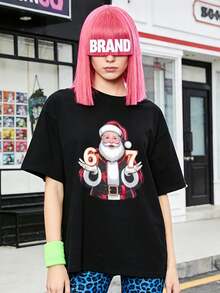 Camiseta de manga corta con cuello redondo suave y casual de verano para mujer, Feliz Navidad, 67, Ropa casual navideña, Ropa de fiesta, Tops navideños para mujer, Tops para salir, Vintage, Generación Z, Tops, Curvas, Ropa Y2K, Algodón, Italia, Grecia, Tops de mujer, Tops bonitos, Camisetas gráficas, Conjuntos de primavera, Estilo callejero americano, Casual deportivo, Estilo unisex, Estilo casual urbano, Casual, Jersey, Camisetas holgadas, Ropa urbana retro, Estilo de los 90, Estilo de los 2000, Subcultura, Estilo europeo, Tops negros, Tops blancos, Conjuntos de fiesta de los 90. Blanco - Negro - Ver 1