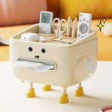 Caja de pañuelos de plástico de gran capacidad y estilo minimalista, organizador multifuncional de escritorio para la sala de estar, el dormitorio, la mesa de café, que sostiene pañuelos, mandos a distancia y otros artículos varios - Multicolor - Ver 11
