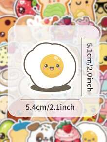 53pcs Funny Food Stickers With Humorous Expressions And Interesting Poses, Customizable, Waterproof Vinyl Material Suitable For Refrigerator, Lunch Box, Bringing Joy And Laughter, Random Colors - Multicolor - View 10