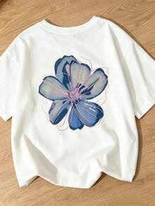 Single Garment Set, Not A 3-Piece Set. 1 Piece/Set Of Short-Sleeved T-Shirts Suitable For Streetwear. Oversized Round Neck Top For Daily Outings, Camping, Concerts, Hip-Hop, Rock, And Rap Events. Women's Short-Sleeved T-Shirts With Round Neck And Colorful Letter Print, Casual Style, Versatile, Suitable For Wearing As A Top, On Vacation, And In Spring And Summer. - 白色 - 查看 2