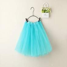 Women's Vintage Summer Tulle Skirt, Elegant Adult Ballet Dancewear, Party Costume, Dance Dress, Mini Skirt - 淺藍色 - 查看 4
