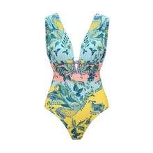 2026 New Floral Print Color Block Resort Style One-Piece Swimsuit For Women - Swimsuit - View 7
