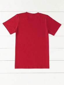 Camiseta casual de mujer de manga corta con cuello redondo y estampado de corazón para el verano, ropa para Año Nuevo, camiseta gráfica para mujeres - Rojo - Ver 2