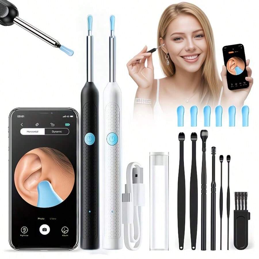 Visual Ear Pick, Earwax Removal Tool With Ear Pick Covers, Visual Ear Pick With Camera And Light, 7pcs Ear Pick Set, Compatible With All Mobile Phones - View 1