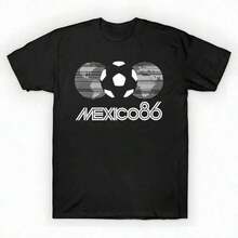 Mexico 86 Unisex Shirt Made Of 220g High-Density Cotton. Unisex T-Shirt, 100% Cotton - High-Density Fabric. Suitable For All Types Of People, Whether Women Or Men. Durable, High-Quality Fabric Suitable For All Seasons, Soft To The Touch Yet Durable. Breathable Tops. Autumn Outfits For Women. Vacation Outfits For Women. Halloween Costume For Women. - 黑色 - 查看 5